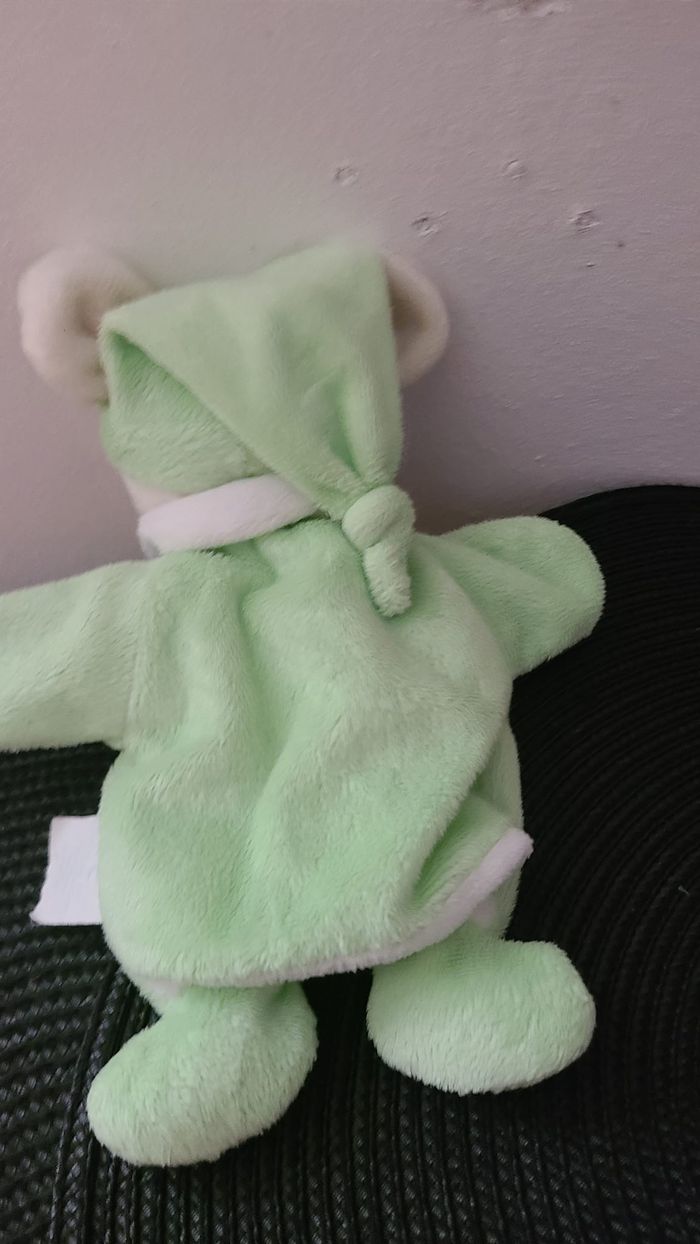 souris marionnette cmp éveil et tendresse doudou vert blanc natoudou peluche - photo numéro 2