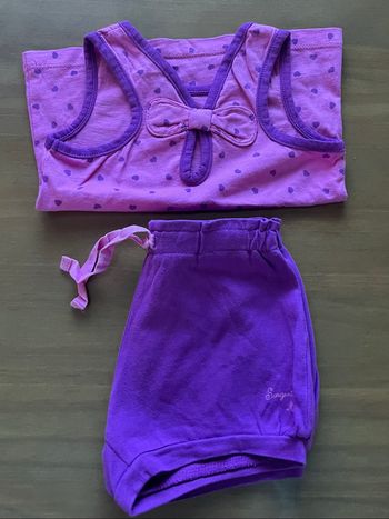 Ensemble short/teeshirt mauve Sergent Major 18 mois