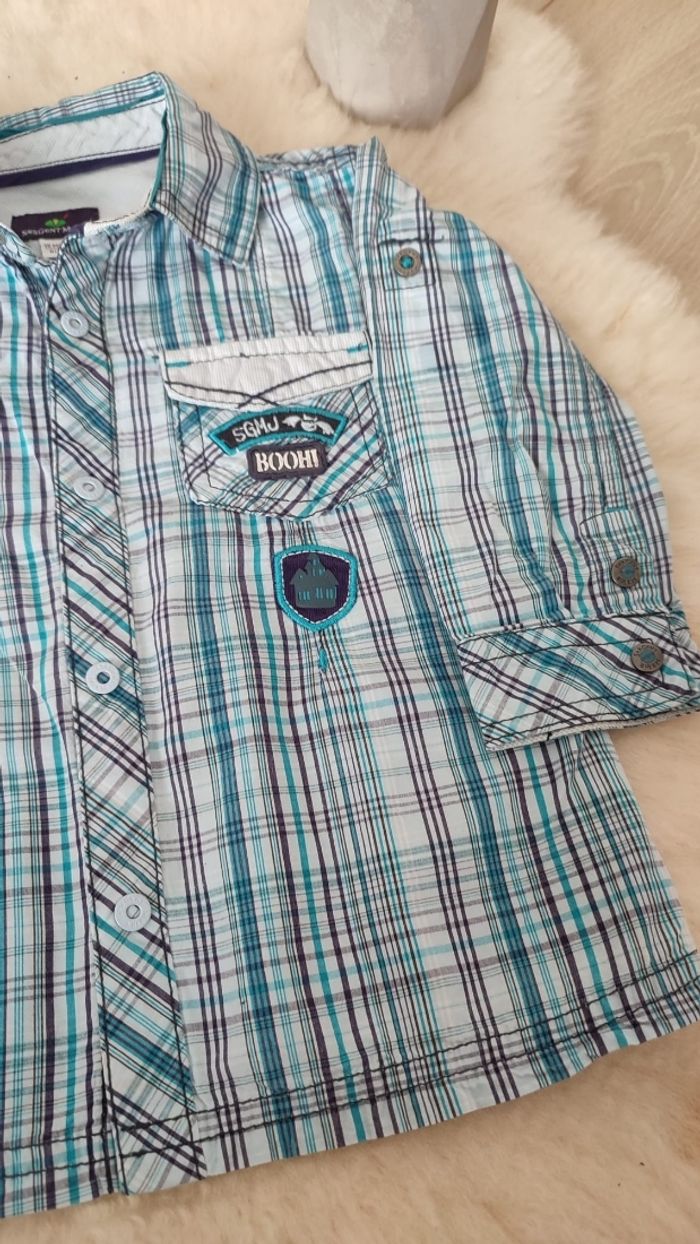 Joli chemise quadrillée beau bleu - photo numéro 7
