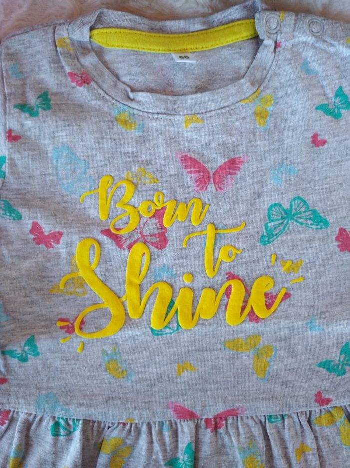 Robe courte Tunique Fille 6 mois "Born to shine" Zeeman - photo numéro 4