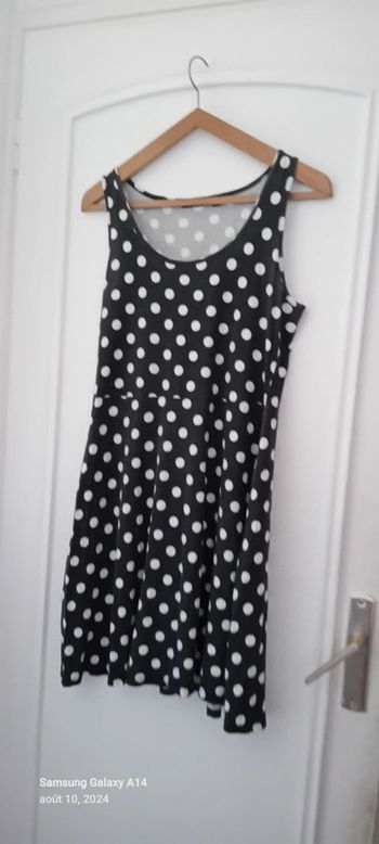 Robe valseuse à pois noir et blanc femme L kiabi