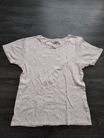 Maillot de corps / t-shirt rose pois noirs 12 ans Kiabi