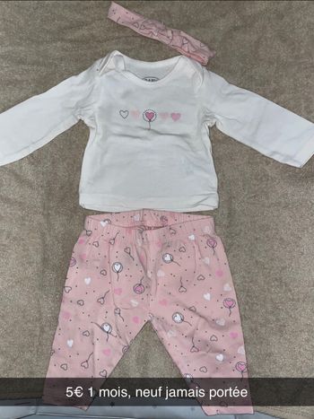 Ensemble rose et blanc avec bandeau