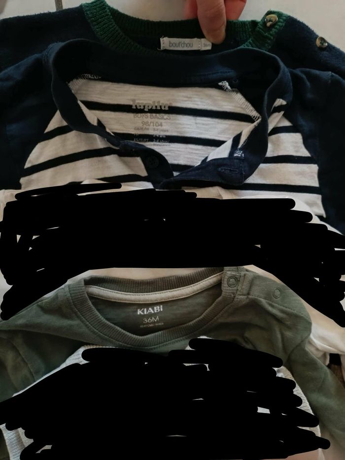 Lot de 3 Hauts manches longues 3 ans blanc bleu vert - photo numéro 3