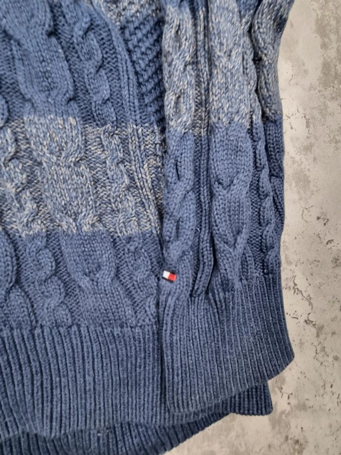 Pull col châle Tommy Hilfiger – Bleu & Gris – Taille L Hommes (mesures en photos) - photo numéro 5