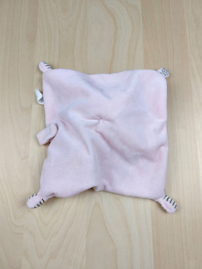 Doudou lapin rose ABC beige blanc NICOTOY SIMBA rayures attache tétine coeurs - photo numéro 2