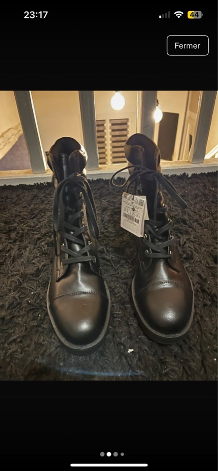 Bottines à lacets noire - Bershka