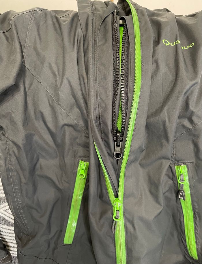 Veste Coupe-vent Noir Vert Pomme garçon Taille 12 ans Quechua - photo numéro 7