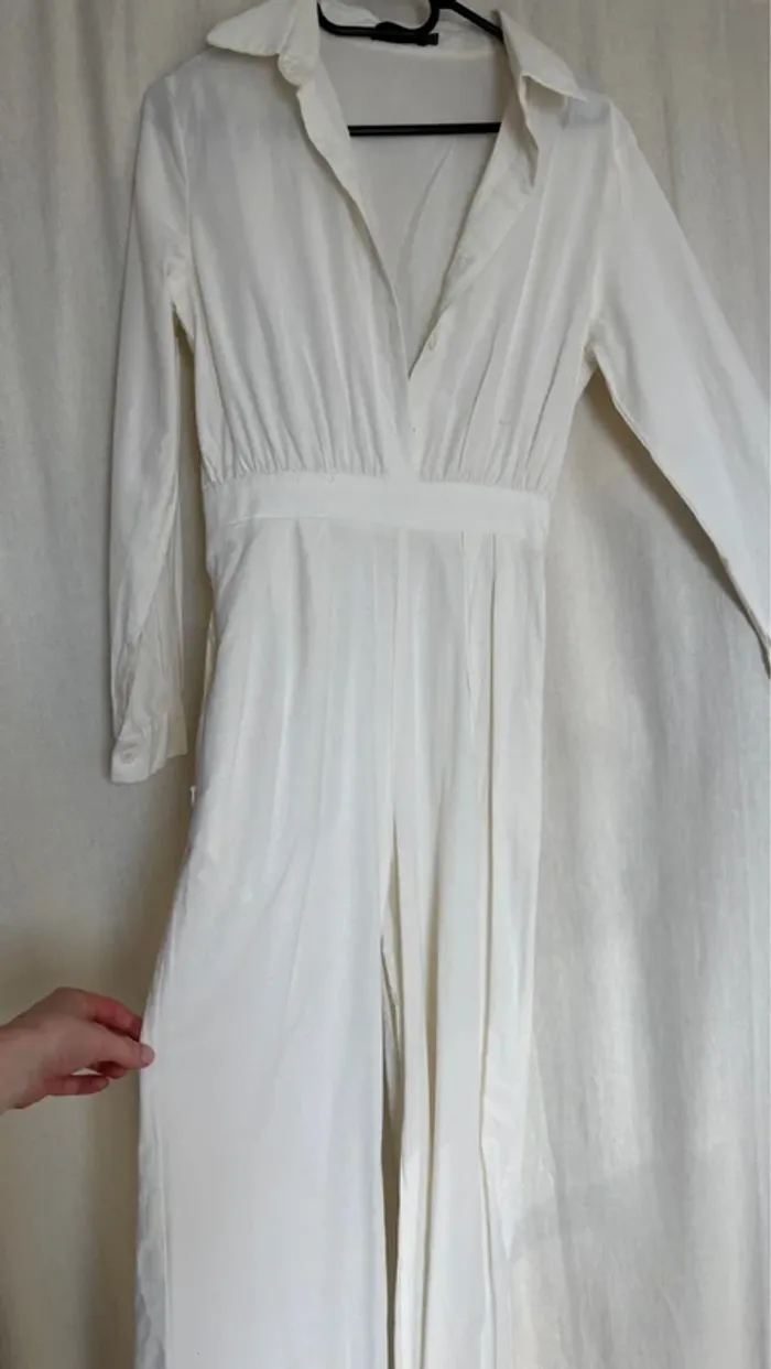 Combinaison blanche effet lin PrettyLittleThing - photo numéro 4