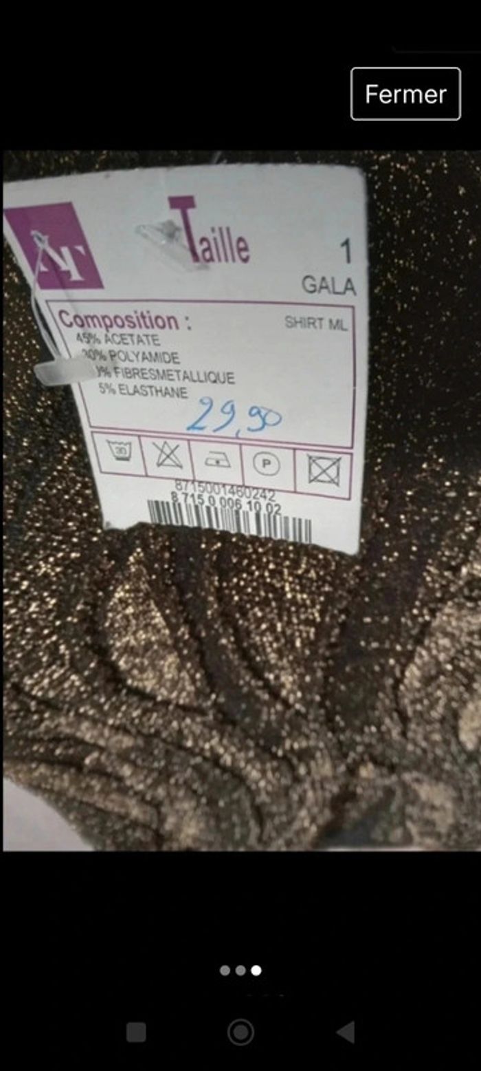 Très beau haut noir et doré - photo numéro 3