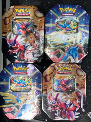 Coffret Pokébox boîte métal Pokémon Zacian Ex ou  4 boosters carte promo  Ex
