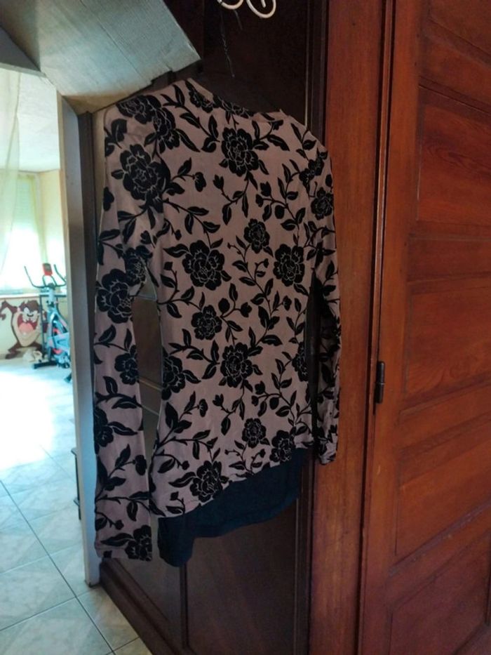 T-shirt top beige fleurs rose vintage y2k S/M floral - photo numéro 9