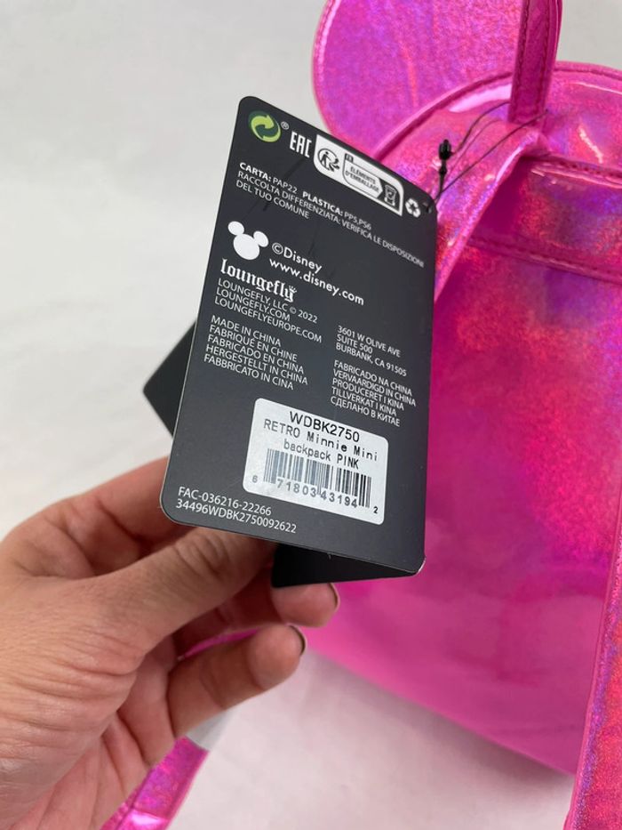 Sac à dos Loungefly mini backpack disney minnie rose sequin glitter édition limitée - photo numéro 9