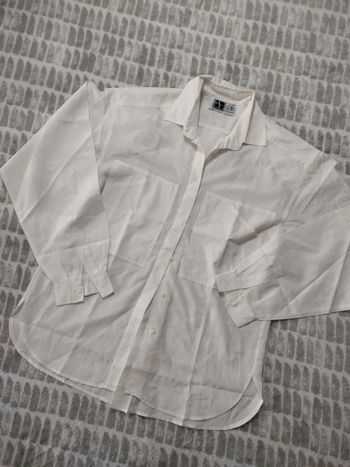Chemise blouse chemisier écru satiné à points rétro vintage Sportscraft taille 40