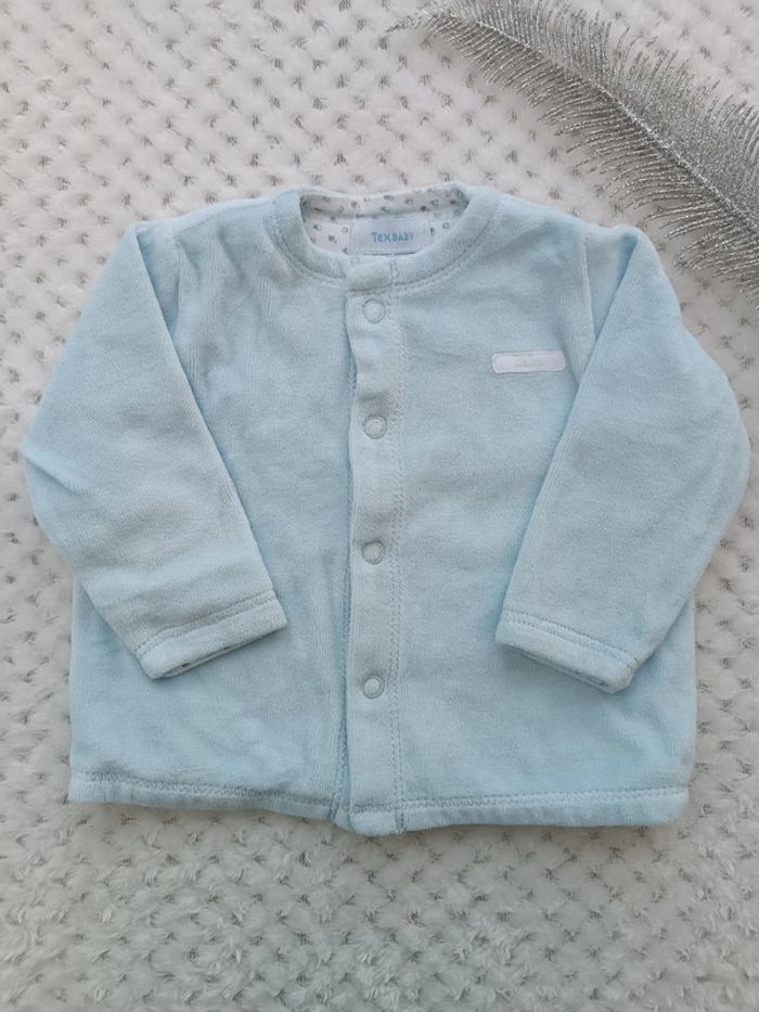 🔸Veste Gilet Doux Bleu Garçon - Tex Baby Naissance🔸 - photo numéro 2