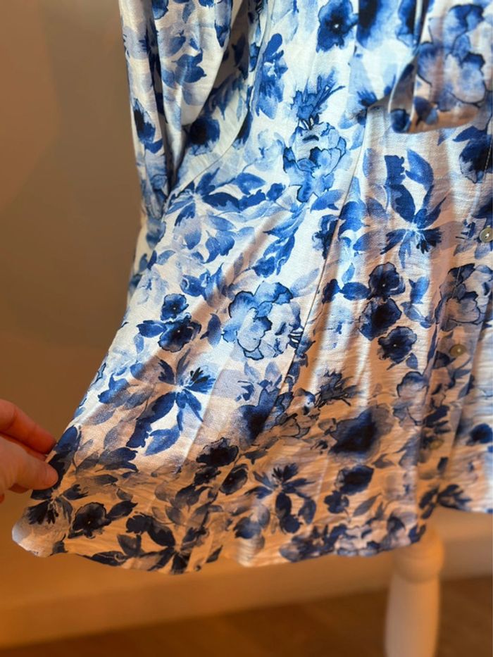 Robe chemise fleurie bleu neuve H&M – Taille XS - photo numéro 6