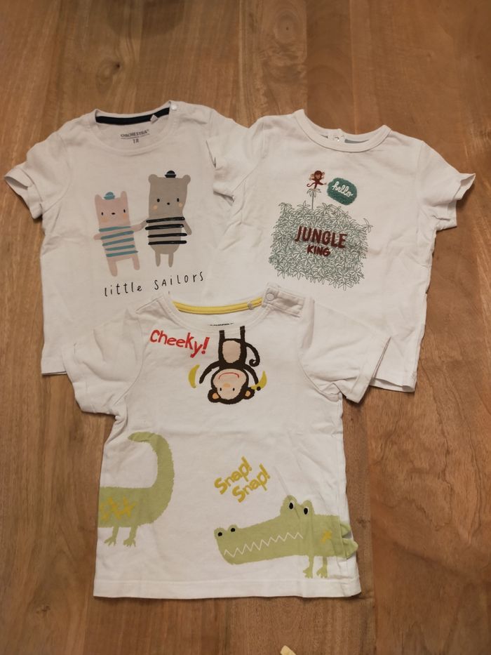 Lot de 3 t-shirts animaux 18 mois