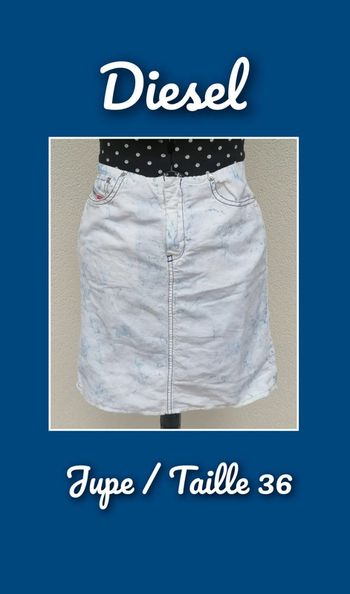 Mini jupe style jean délavé blanc bleu Taille 36 Diesel