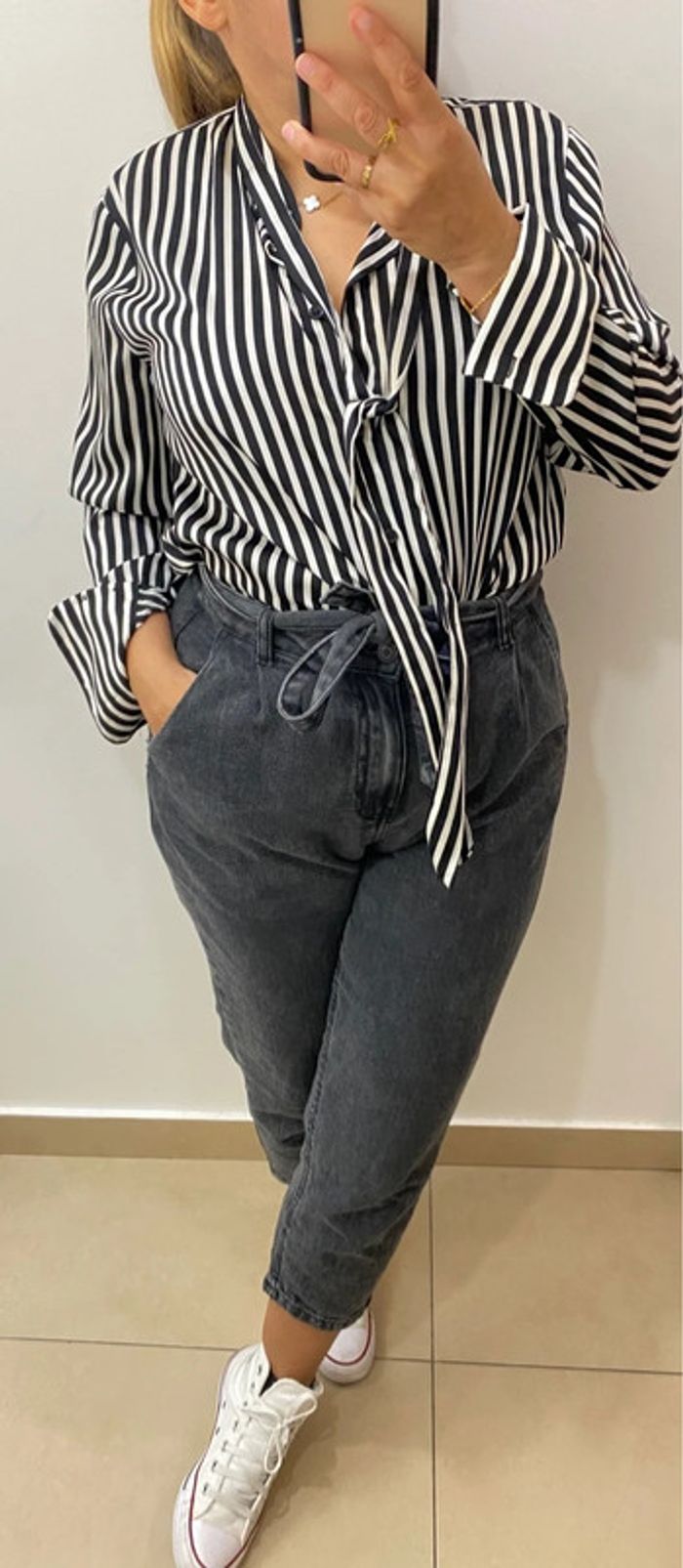 Superbe Chemise Rayée Col A Nouer Taille 38 - photo numéro 2