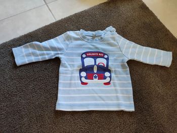 t shirt manches longues bleu blanc rayé