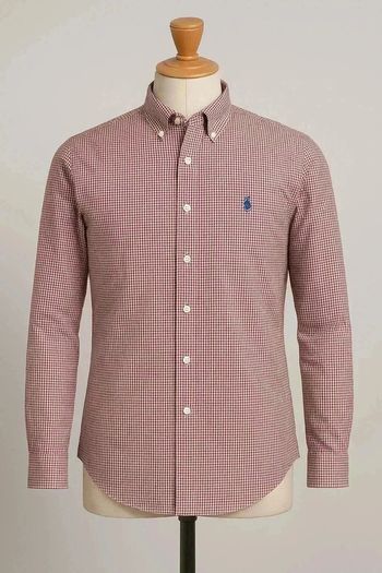 👔 Chemise Ralph Lauren Vichy Bordeaux & Marron – Taille L (16 - 40/41)