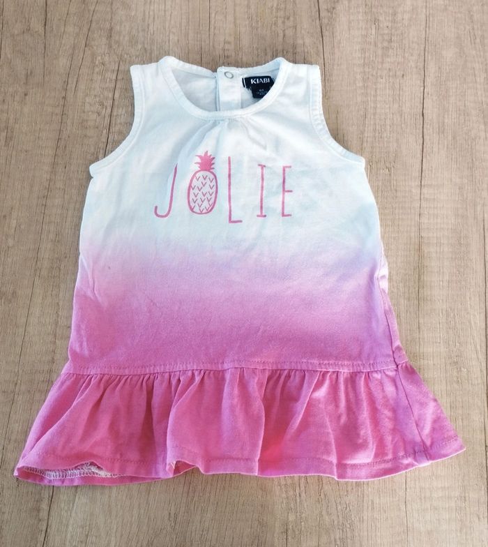 Robe sans manches fille rose et blanc taille 1 mois Kiabi