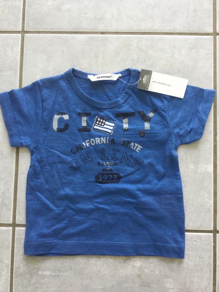 T shirt bleu neuf 3 pommes