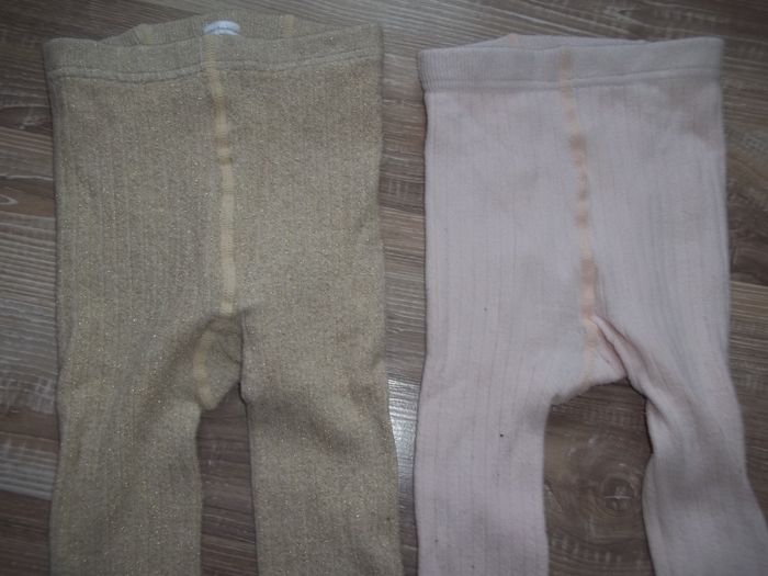 Lot 2 collants côtelés rose et doré Tex 10/11 ans - photo numéro 3