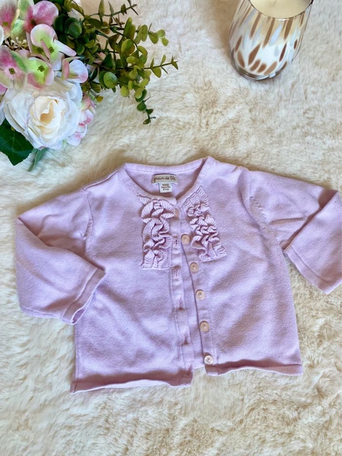 💖 Adorable gilet rose “Grain de Blé” - Taille 6 mois TBE 💖 - photo numéro 2