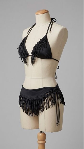 Banana Moon - Maillot de bain 2 pièces à franges - Taille 36 - Noir