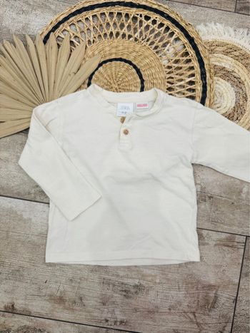 🍒Tee-shirt manches longues écru beige 12/18mois, Zara