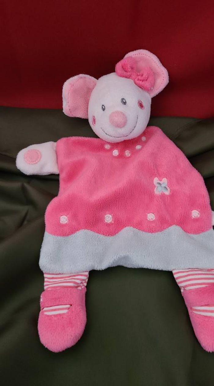 Simba toys doudou souris plat rose gris noeud - photo numéro 2