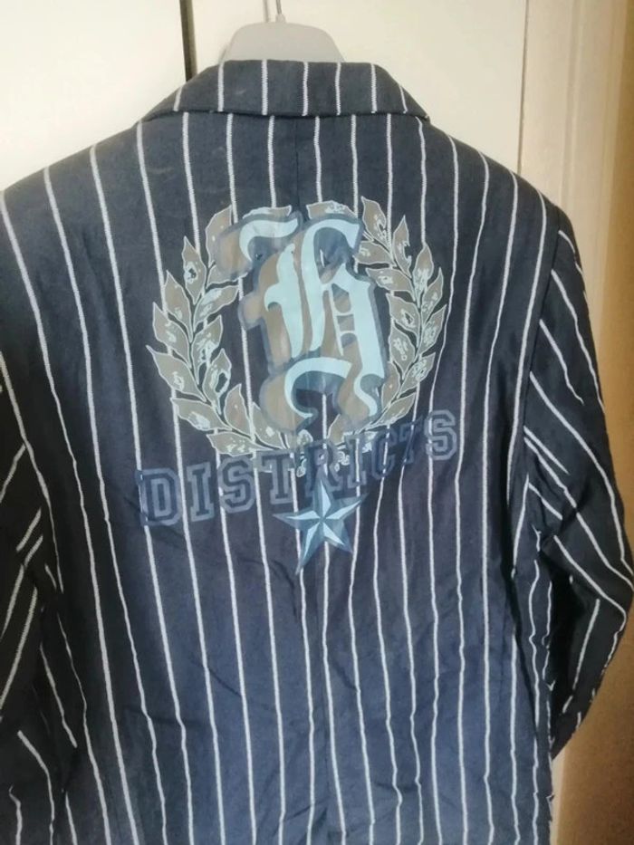 🌸Y2K Veste bleue /blanche style disco Vintage Taille 50 "H. District's" 🌸 - photo numéro 3