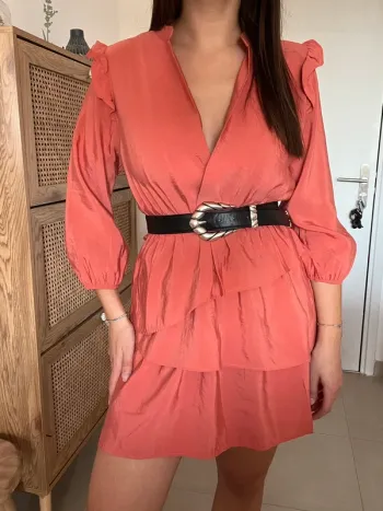 Robe manches 3/4 corail Zara
