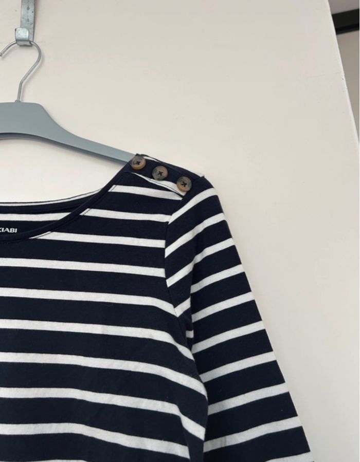 Tee-shirt marinière bleu marine à manches longues - photo numéro 2