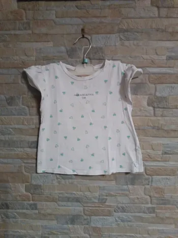 T-shirt coeurs turquoise Obaïbi 3A