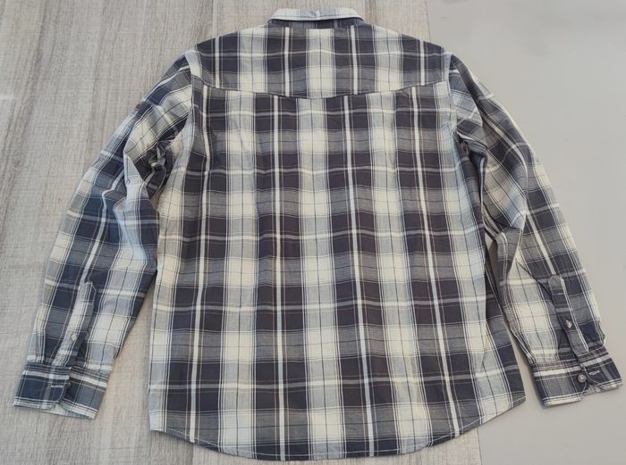 Chemise à carreaux à manches longues pour homme marque Gemo couleur noire et blanc taille L - photo numéro 3