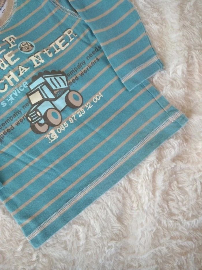 Lot de 2 tee shirt chemise manches longues Garçon 6 mois Chef de chantier Teddy chien - photo numéro 14