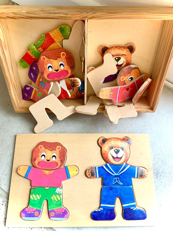 Puzzle 🧩 en bois lionceau 🦁 / ourson 🐻 - photo numéro 4