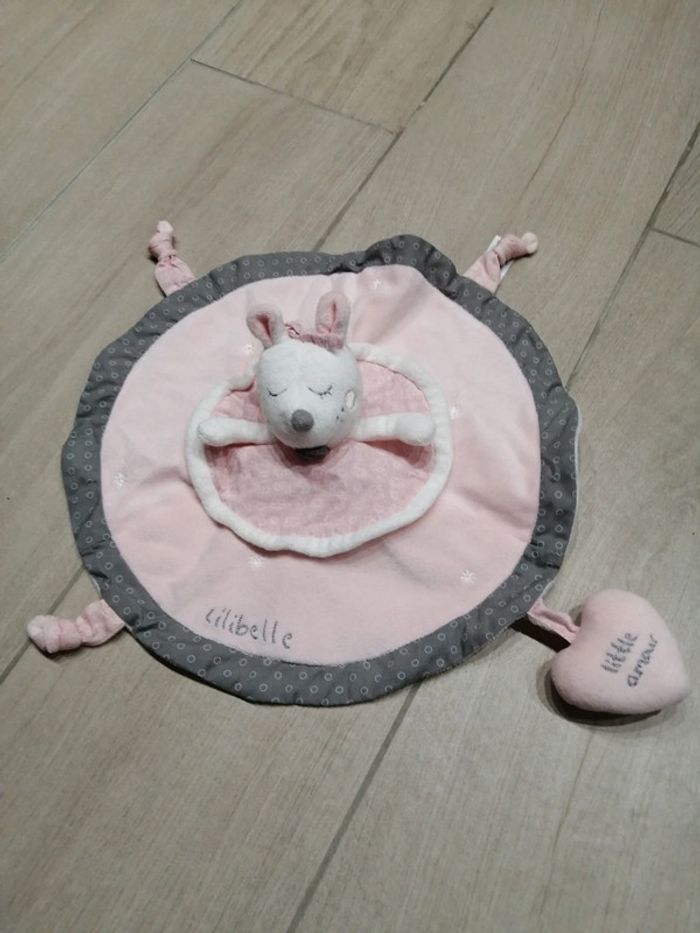 sauthon Doudou souris rose gris rond Lilibelle