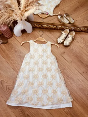 Taille 4 ans Robe de cérémonie fille Orchestra blanche dorée * tulle brodé * 🌺