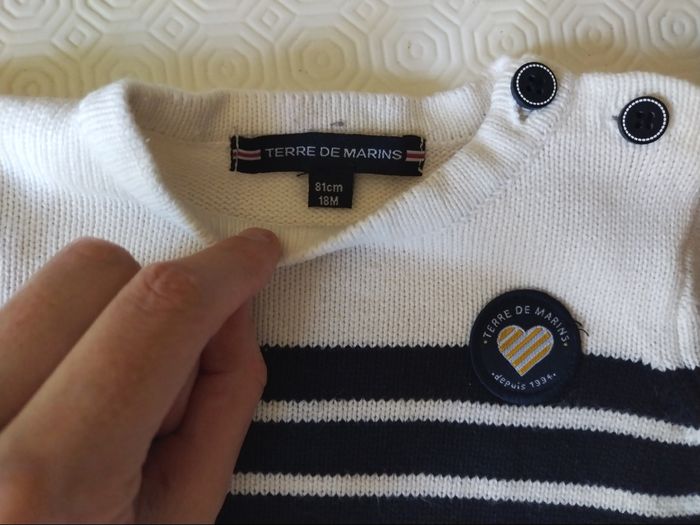 Pull marinière Terre de marins taille 18 mois - photo numéro 3