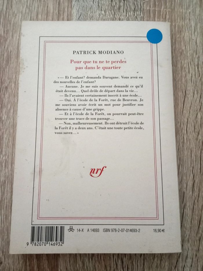 Patrick Modiano 🪅 Pour que tu ne te perdes dans le quartier - photo numéro 2