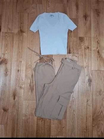 Tenue ado pimkie Baggy beige et pull blanc XXS