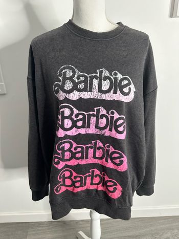 Sweatshirt oversize gris et rose Barbie TXS 34/36