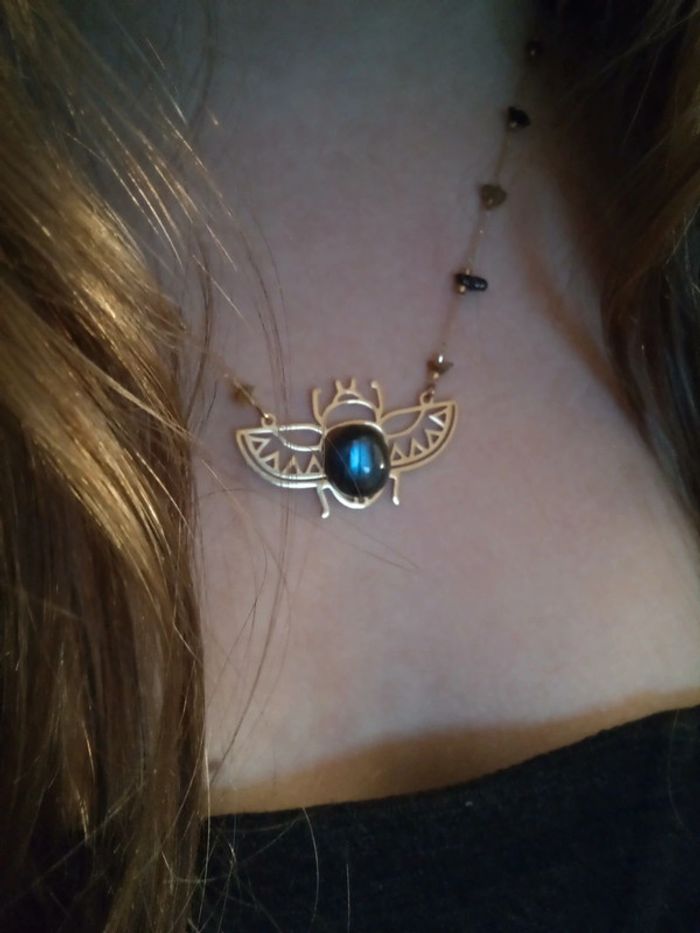 Collier scarabée pierre de labradorite - photo numéro 5