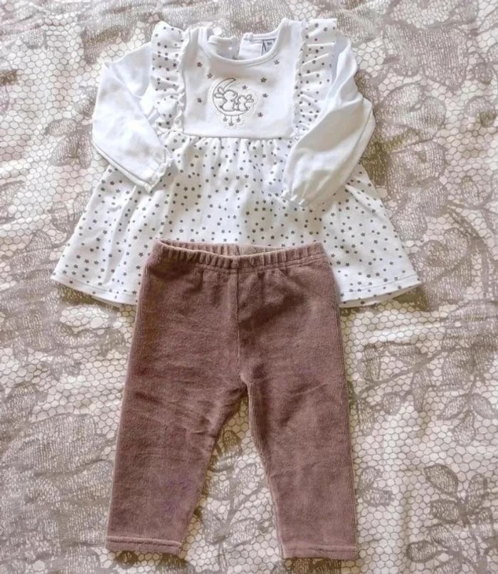 Ensemble tunique et pantalon velours taille 6 mois