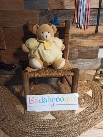 Peluche ours boule jaune vichy Nicotoy tbe