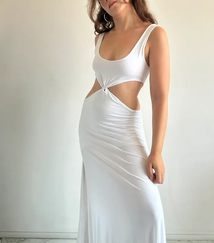 Robe longue blanche doublée taille S - photo numéro 4