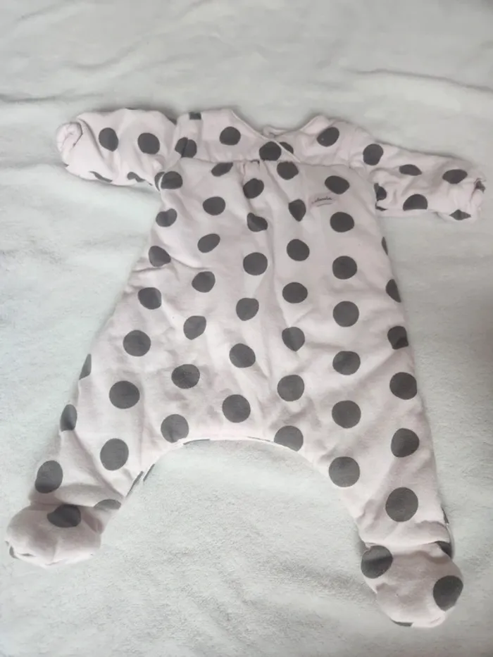 Adorable pyjama chaud bébé naissance Absorba rose clair à pois